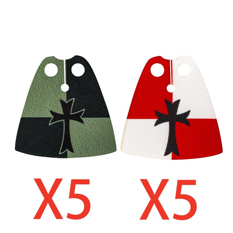 MOC Средневековые Военные Строительные Блоки Мини Кирпичики Фигурки Воинов Подарки Красочная Накидка с Принтом Доспехи Щит Аксессуары Игрушка Сделай Сам