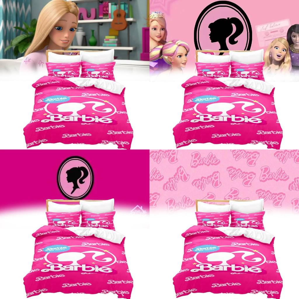 Barbie Floral Bedding Set With Active Dye Printing For Modern Bedroom Decor And Daily Use