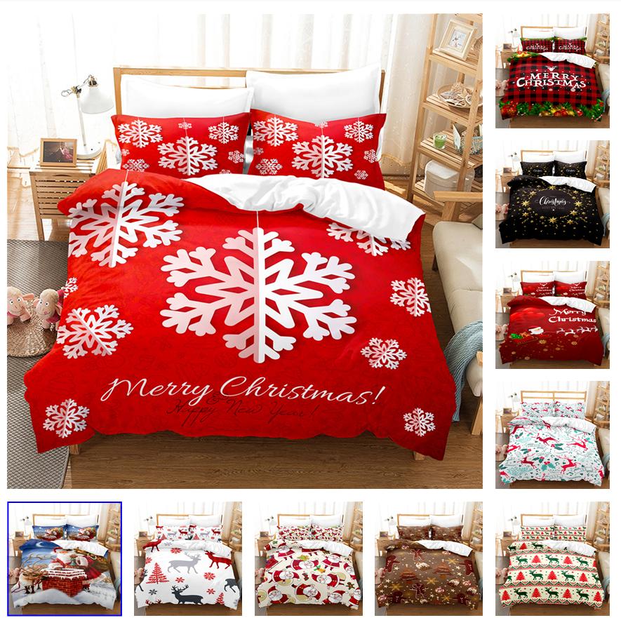 3D Merry Christmas Комплект постельного белья King Queen Bed Down Пододеяльник Наволочка 2/3 шт. Покрывало Happy New Year Роскошный домашний текстиль Подарок