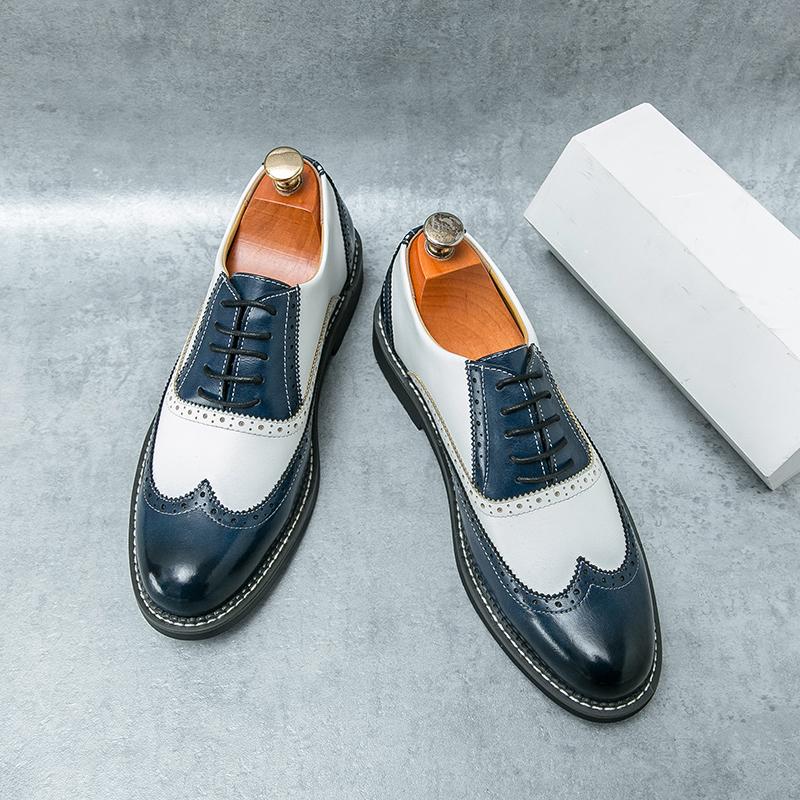 Fashion Brand Men Leather Casual Business Shoes New Lace Up Wearable Anti Slip Formal Office Work Shoes Men Party Wedding Oxford Shoes