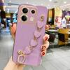 Позолоченный браслет-цепочка в виде сердца Чехол для телефона для XiaoMi 13T 14T Redmi 13C 14C 1 C 4G Note 14 13 12 Pro Plus Задняя крышка