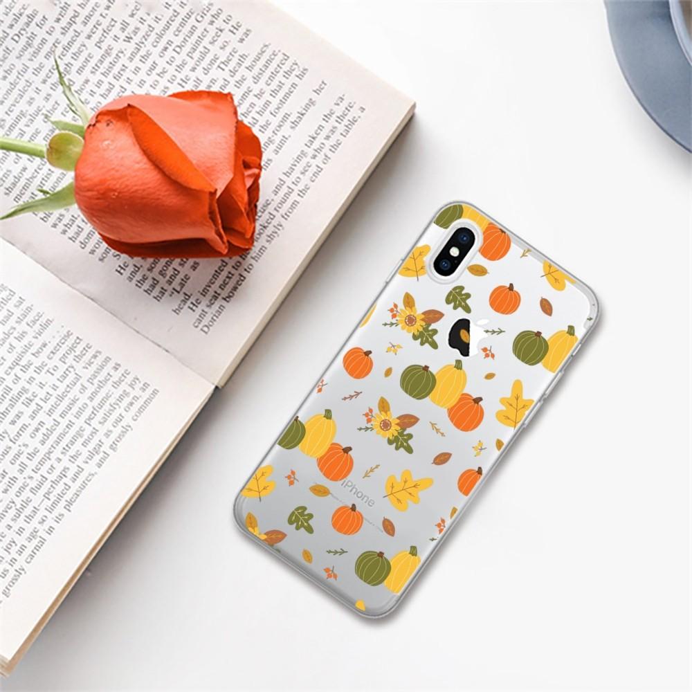 Осенний тыквенный лист Чехол для телефона Для IPhone 11 12 13 14 Mini Pro Max XR X XS TPU Прозрачный чехол Для 8 7 6 Plus SE 2020
