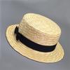 Women Straw Hat Bowknot Ribbon Flat Top Cap Summer Beach Sun Hat Ladies Kids Girls Wide Brim Boater
