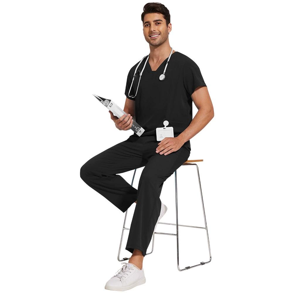 Мужские однотонные быстросохнущие тонкие повседневные и удобные брюки с короткими рукавами, рабочая униформа, матовый костюм