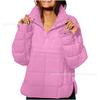 Womens Solid Color Quilted Lightweight Winter Warm Pullover Stand Collar Button Cotton Coat