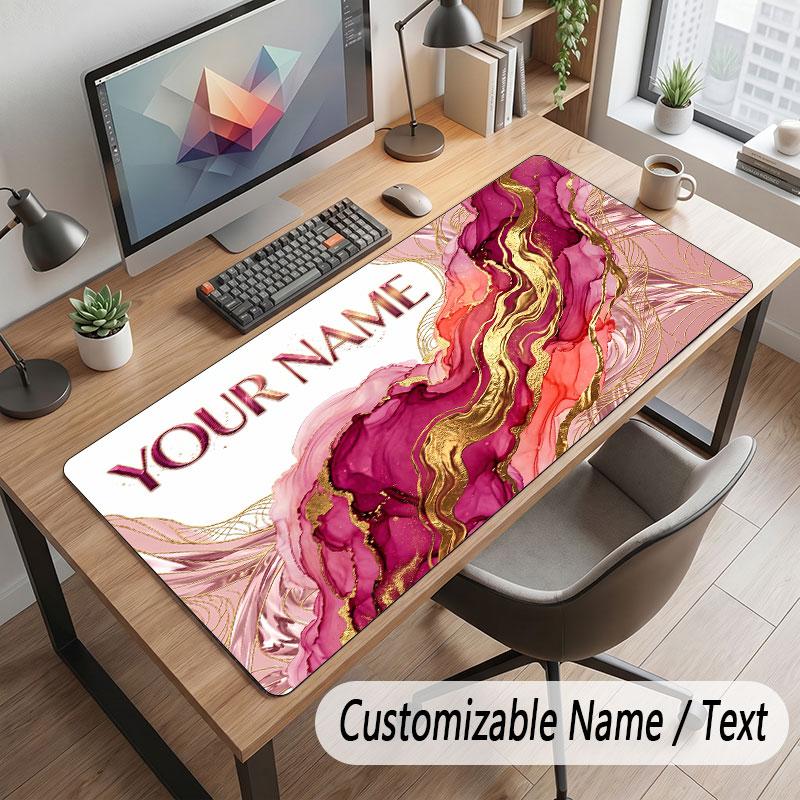 Abstract Geometric Theme Customized Mouse Pad Personalized Print Name Text Desk Mat For Home Office Table Decor