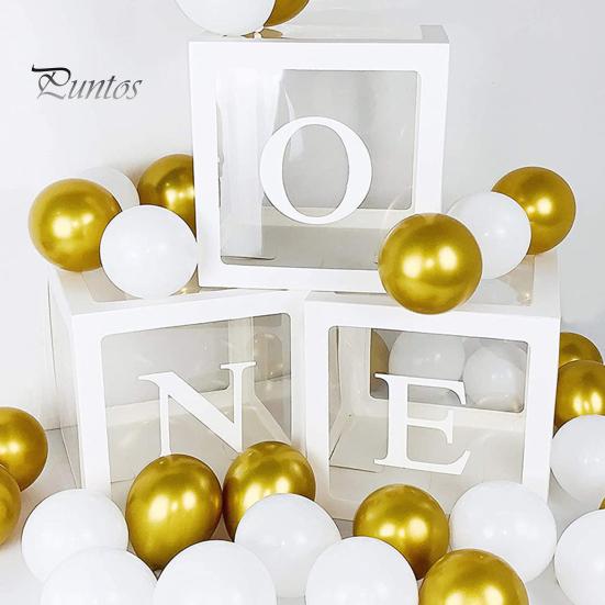 1st Birthday One Balloon Box Letter Print Clear Baby Shower Box Boy Girls Carnival Circus Birthday Decoration