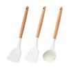 3-Piece Silicone Spatula Set with Wooden Handles - Non-Stick, Food-Grade Kitchen Utensils