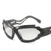 Geometric Frame Cyber Y2K Sunglasses Men Sporty Wrap Around Intricate Cutouts Sun Glasses Women Fashion Luxury Brand Punk Shades