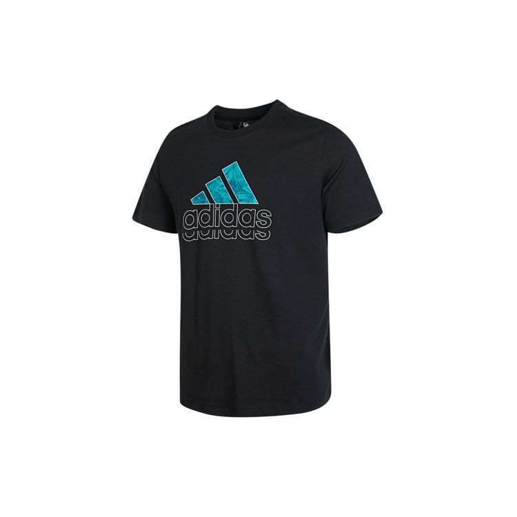 Adidas Спортивная повседневная футболка с логотипом и круглым вырезом, мужские топы, черные HE9912