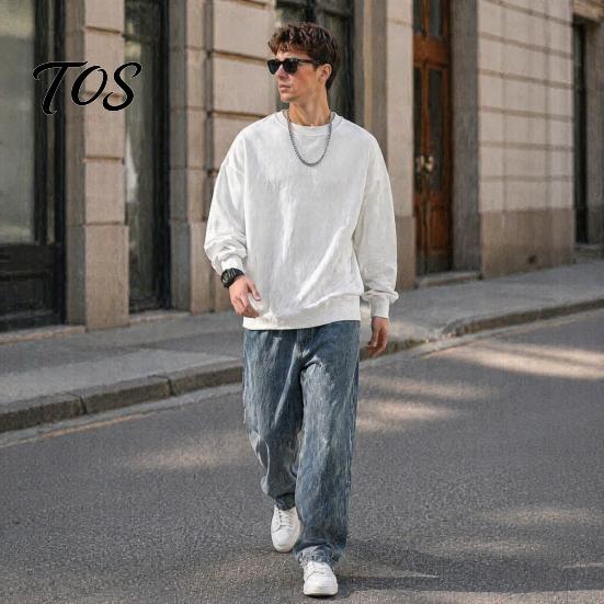 Breathable Workout Apparel Men Long Sleeve Sweatshirt, Loose Fit Pullover Shirt, Solid Outdoor Travel Clothing Color Crew Neck Sweatshirt for