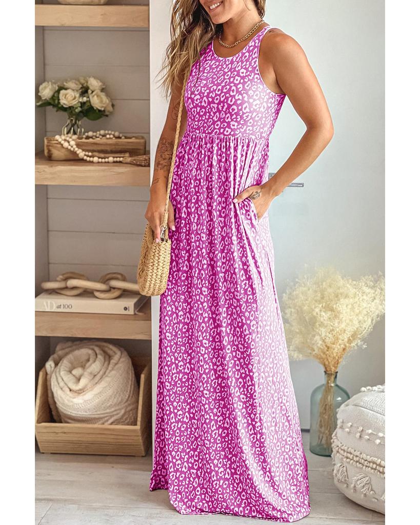 Azura Exchange Платье макси без рукавов с леопардовым принтом