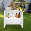 Modern White Foldable & Portable Bar Cabinet with Aluminum Trim for Parties, Events, BBQs - Lightweight & Sturdy Display Cabinet
