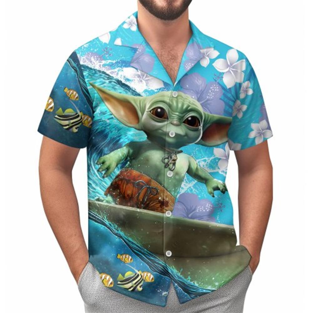 Мужская повседневная рубашка с короткими рукавами в гавайском пляжном стиле с 3D-принтом