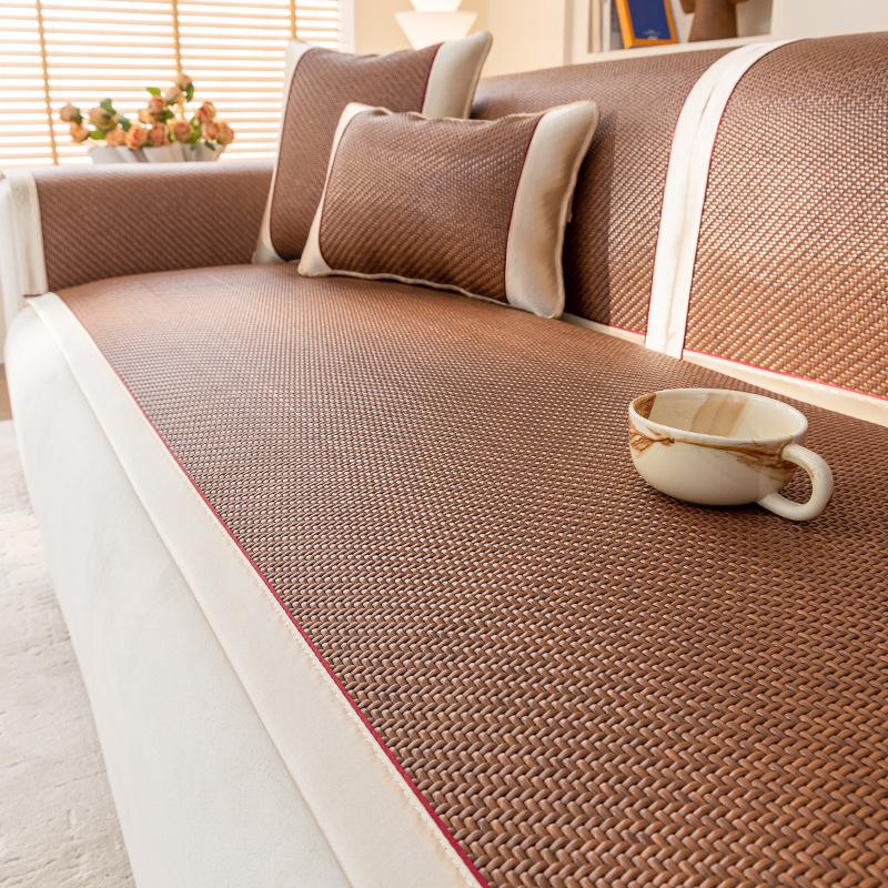 Natural Rattan Mat Sofa Mat Summer New Non-Slip Seat Cushion Summer Ice Mat Solid Wood Sofa Cover