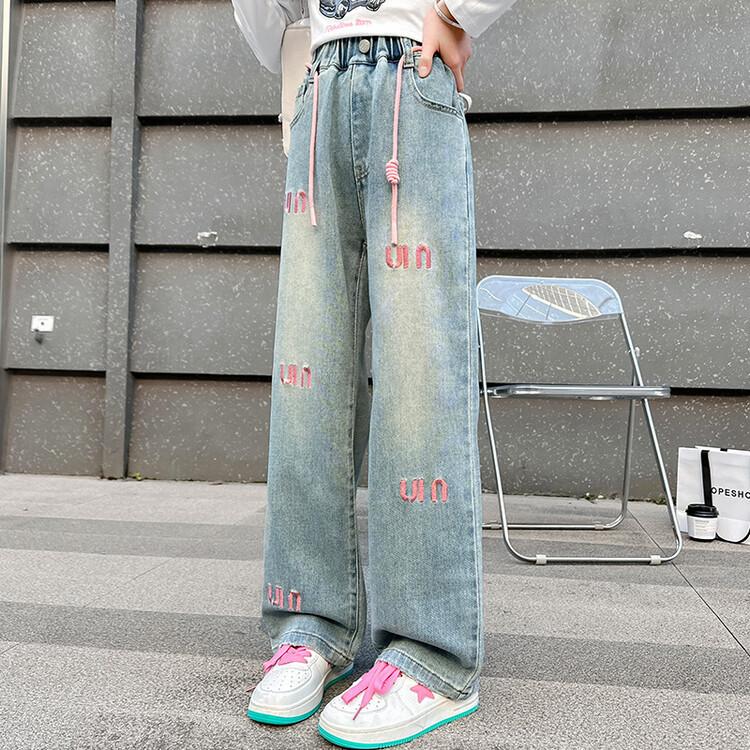 Girls' Pants Wide Leg Pants Straight Leg Pants Jeans Loose and Stylish Pants Spring and Autumn