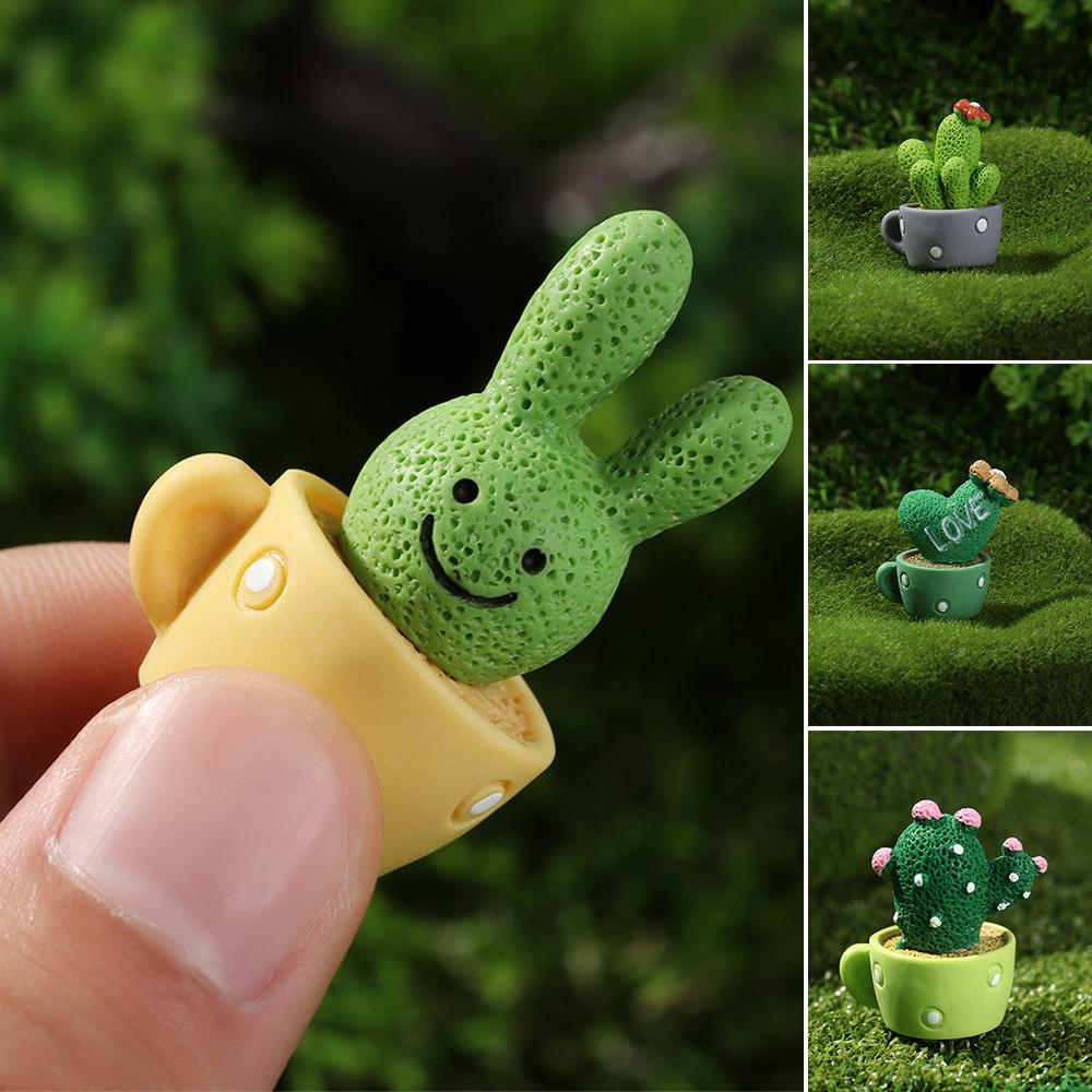 Fairy Garden Cactus Miniatures Cactus Flower Figurines Micro Ornaments Micro Landscape Figurine