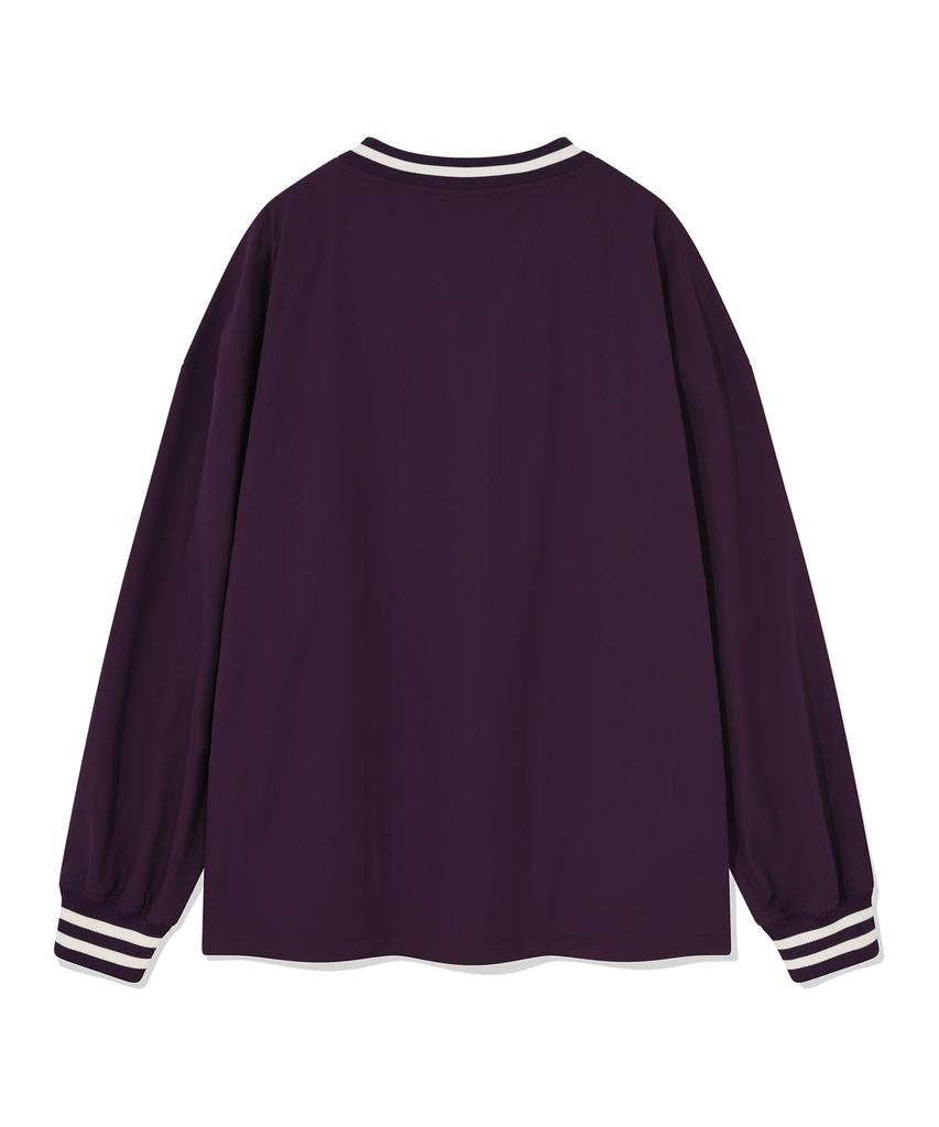 WACKY WILLY Typographic Synthetic Fiber Long Sleeve T-Shirt Purple