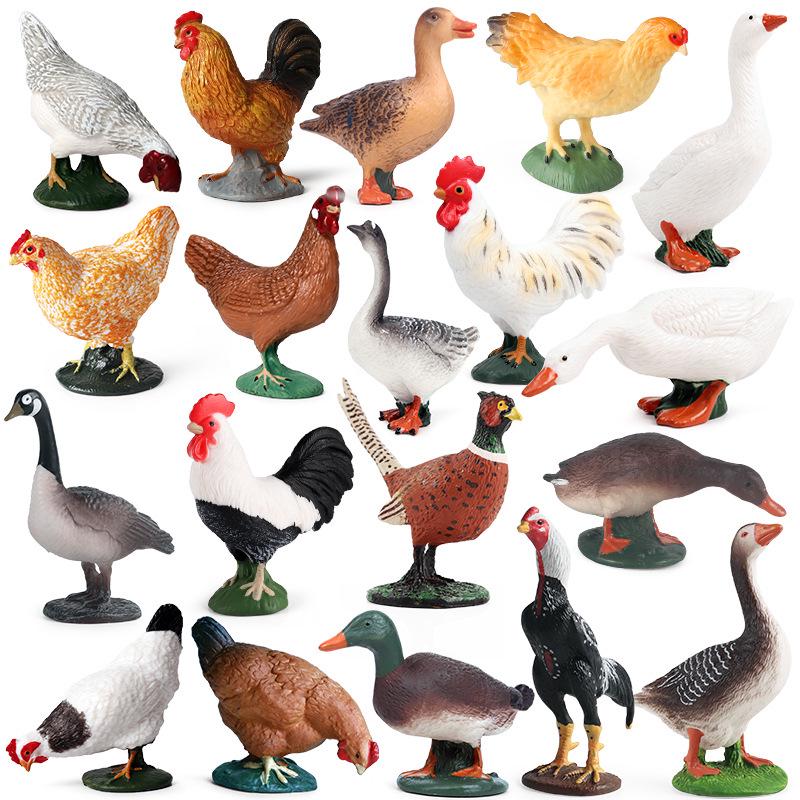 Wild Animal Model Toy Set: Swan, Lion Head, Goose