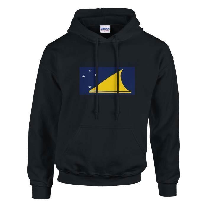 Sweat à capuche - PIXELFORMA - Drapeau des Tokelau - Noir - Manches longues - Col capuche
