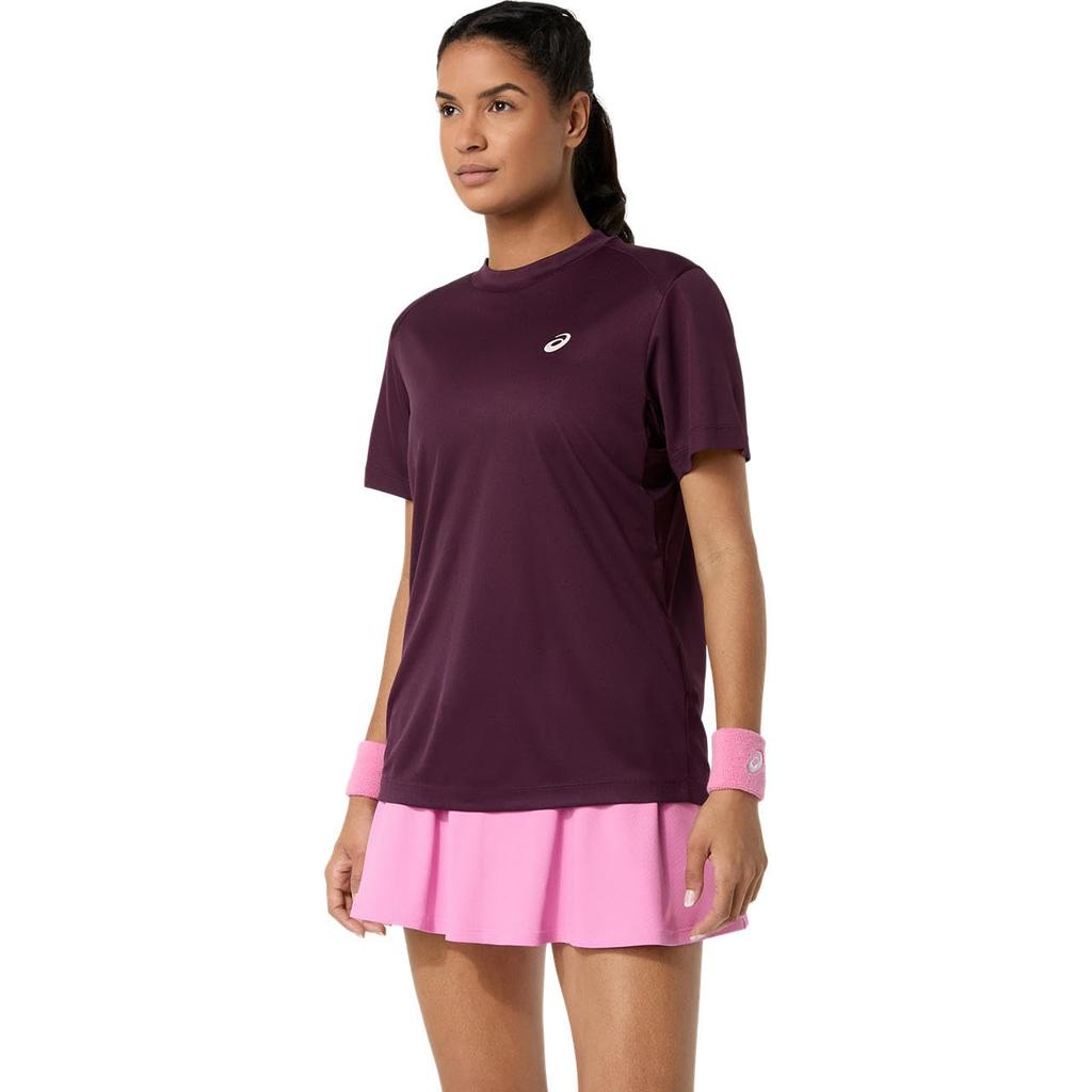 Теннисная одежда COURT SS TOP 2042A371 500 XS [ASICS] Женская (ТЕМНЫЙ БАКЛАЖАН)