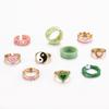 10 шт., комплект колец на палец с изображением сглаза для женщин и мужчин, уличные украшения в стиле бохо, розовые, зеленые, открытые кольца из смолы, эстетический подарок