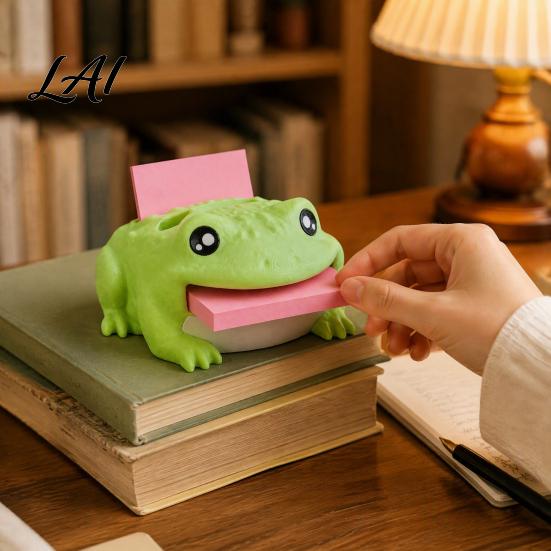 Gift for Colleagues Cute Frog Adhesive Note Dispenser Creative Cartoon Animal Stationery Organizer 3D Student Study Desk Accessories Print