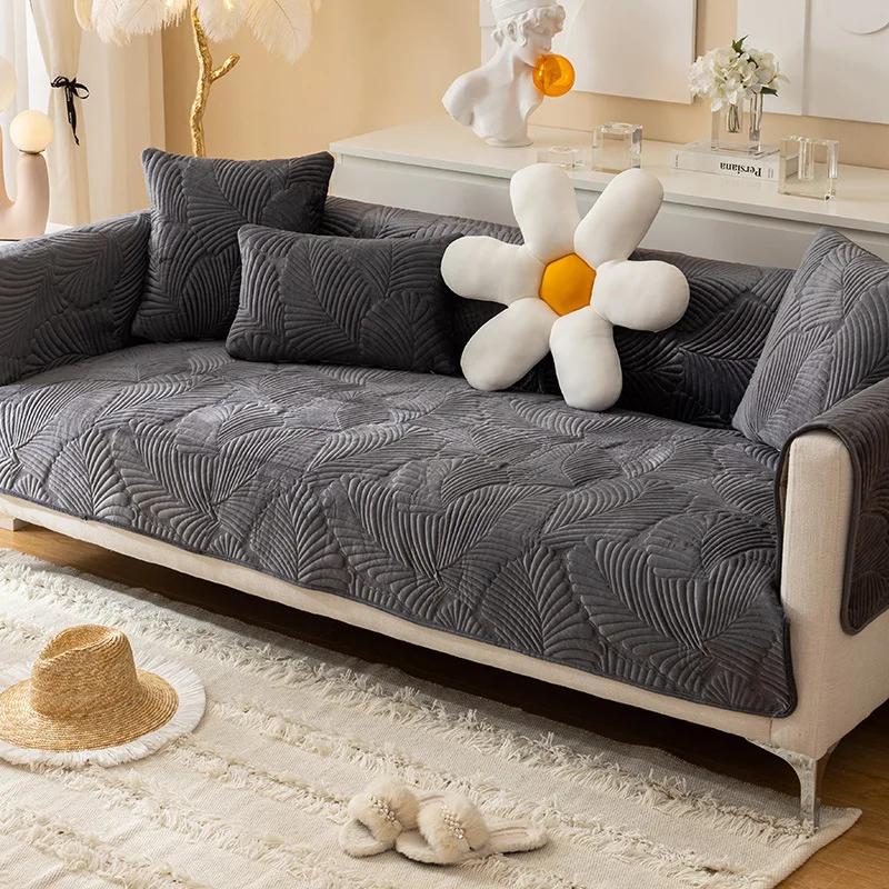 Зимняя толстая плюшевая подушка для дивана в гостиной, нескользящий чехол для дивана, полотенце для углового дивана, подушка для сиденья, защитный чехол для дивана