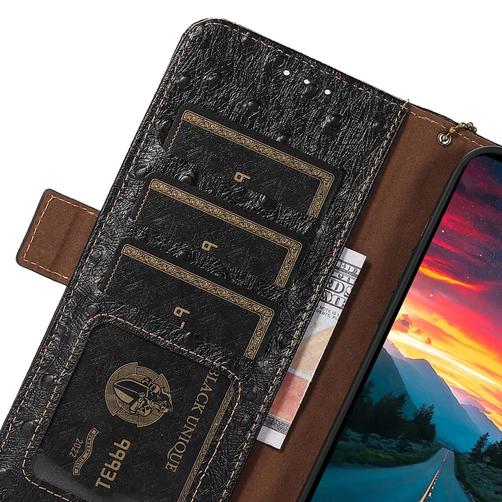 For Asus ROG Phone 8 5G/Phone 8 Pro 5G Ostrich Texture Wallet Case Genuine Cow Leather Phone Cover