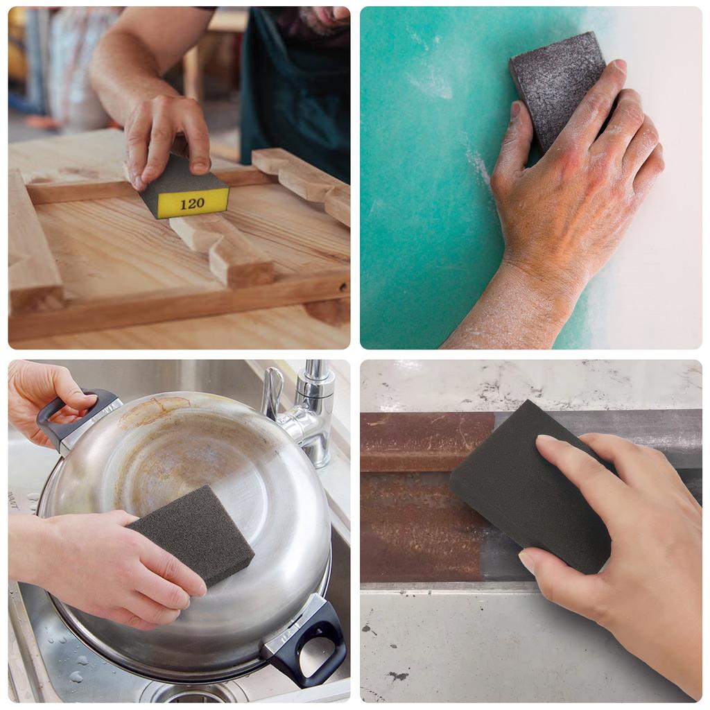 60, 80, 120, 180, 240, 320, грубый шлифовальный блок со средней зернистостью, шлифовальные губки для гипсокартона по металлу, шлифовальные блоки для дерева, 6 шт.