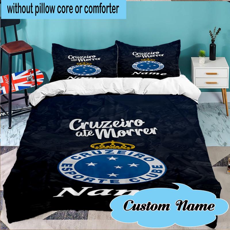 Custom Name Cruzeiro FC Pride Bedding Set 3pcs, Bedding Set Including 1pc Duvet Cover And 2pcs Pillowcases for Bedroom, Dormitory Gift