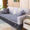 Elastic Sofa Cover with Ruffled Skirt & Geometric Pattern - One-Piece Slip-Resistant Dust-Proof Slipcover for 1-4 Seater Sofas