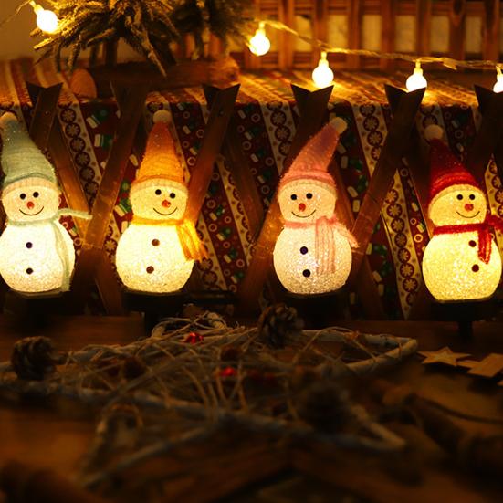 Солнечные наземные лампы, уличные рождественские светильники в форме снеговика, энергосберегающие декоративные светильники для сада и двора