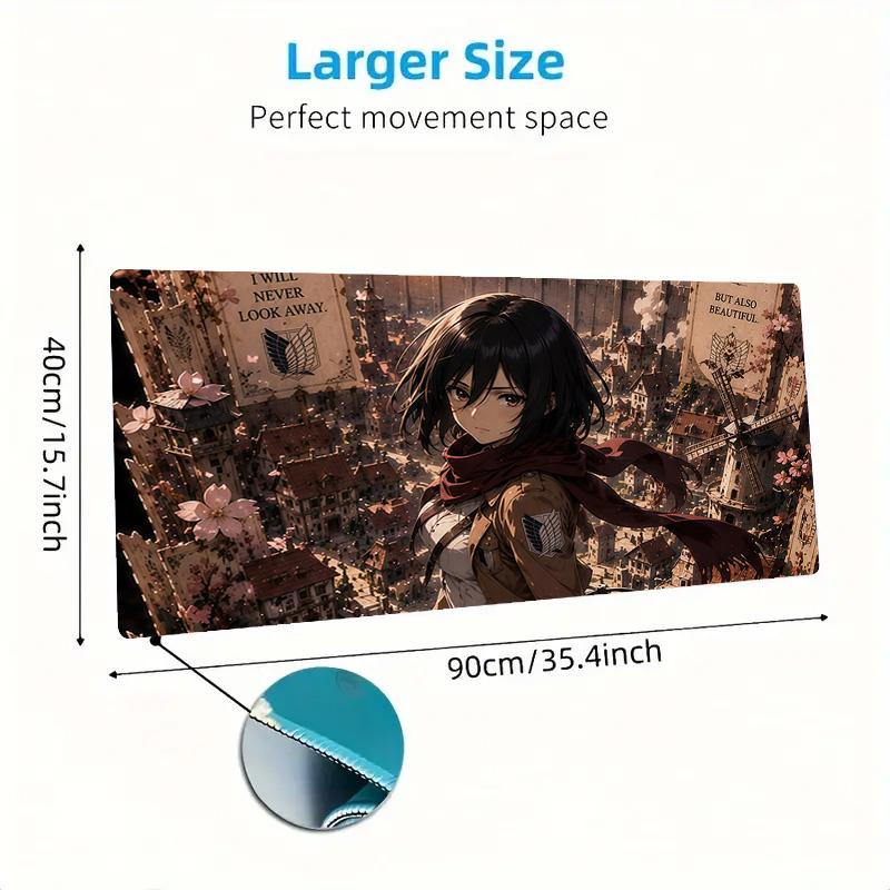 Attack on Titan Print Cushion Non-slip Laptop Tablet Big Mousepad XXL Mat Mini PC Playmat With Lock edge