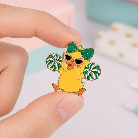 Enamel Technology Brooch Cartoon Duck Shape Anime Cheerleading Pin