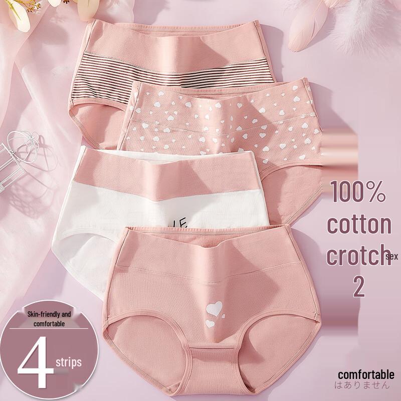 LangSha Women's 4-Pack High-Waist Cotton Briefs