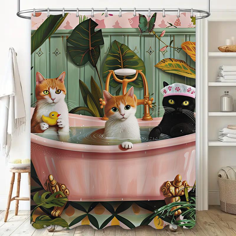 Шторка для душа для купания питомцев с очаровательным принтом собаки, белая и серая в горошек, из нескользящего материала для безопасного использования в ванной комнате