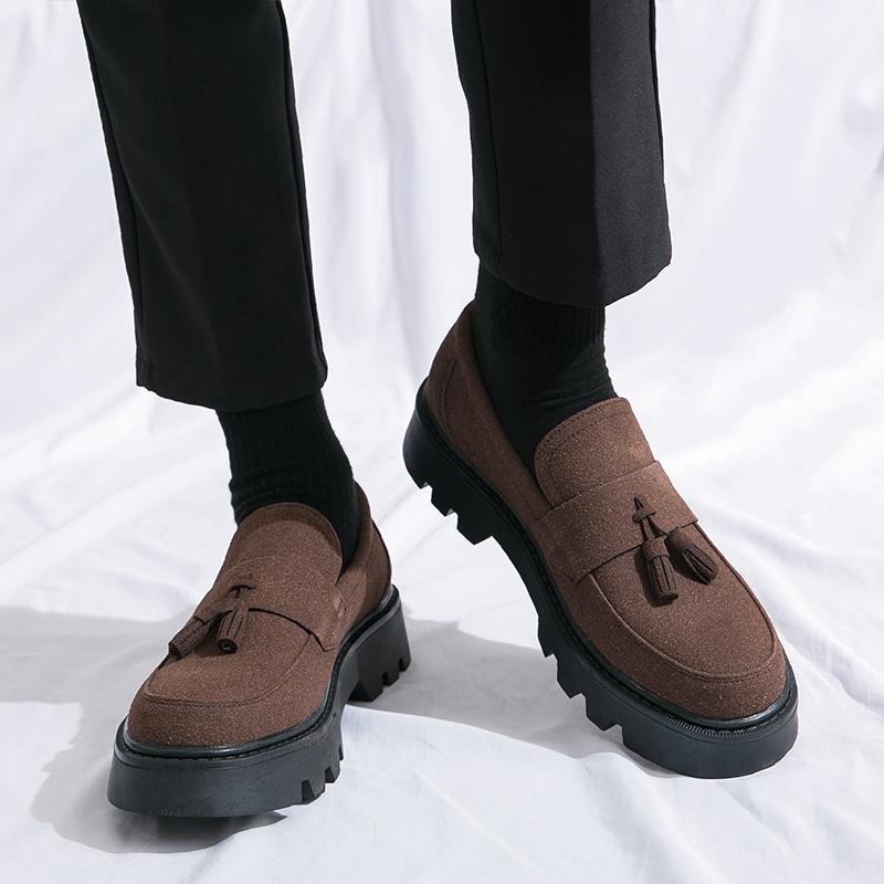 Модные мужские туфли-оксфорды из замши с толстой подошвой, удобные официальные туфли с кисточками, деловые туфли, повседневная мужская обувь, мужская обувь