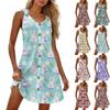 Летние платья для женщин Пляжные бохо без рукавов с принтом Футболки-майки Сарафаны