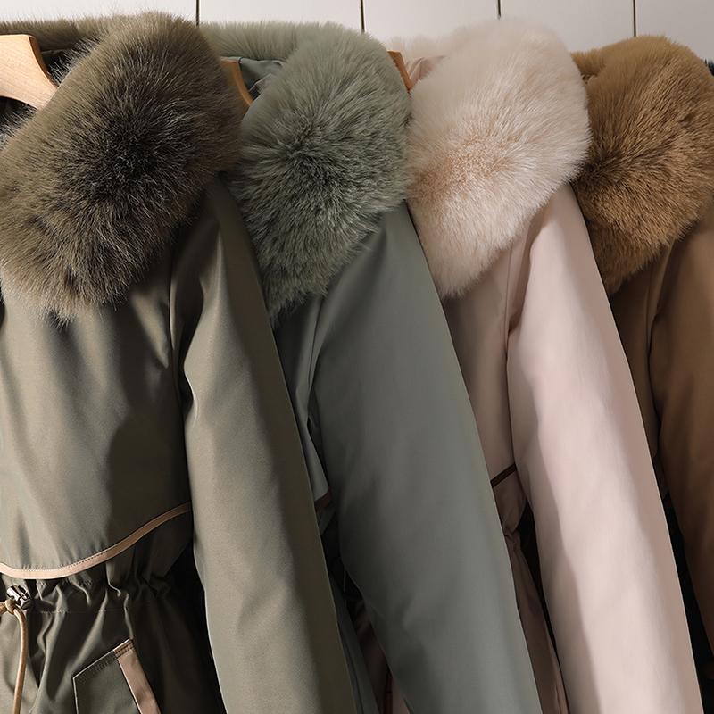 Faux Fur Collar Long Jackets for Women Winter New Liner Detachable Female Padded Coat Winter Korean Style Parkas Hooded