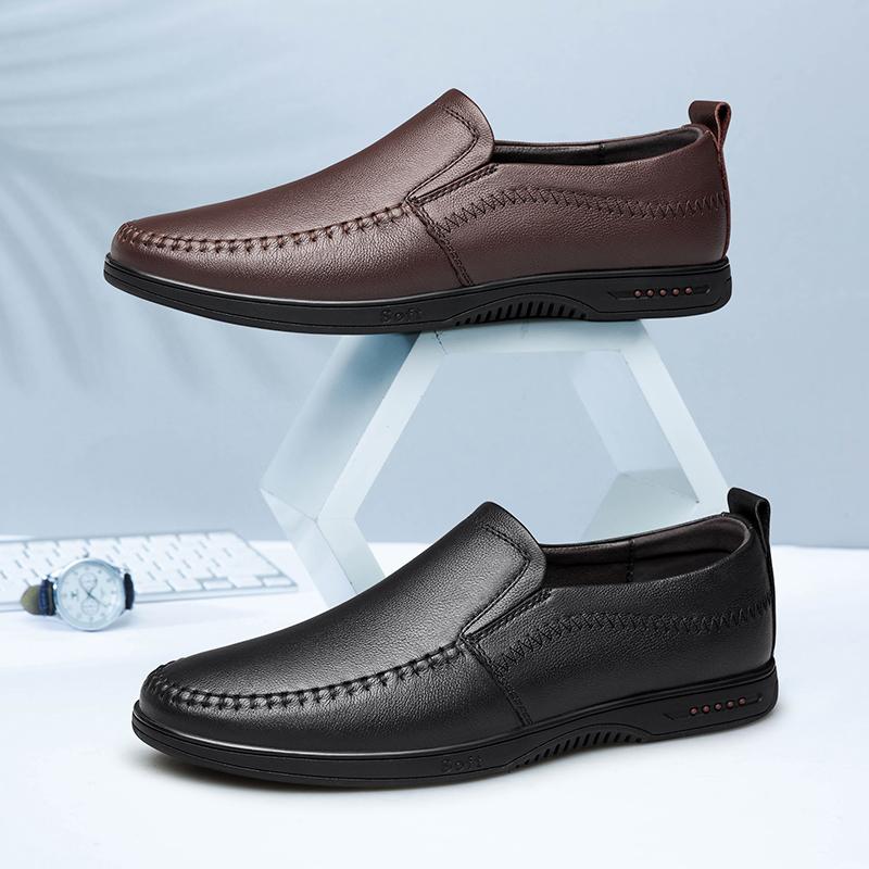 Весенне-осенние британские мужские кожаные туфли, повседневные лоферы на плоской подошве, молодежная универсальная обувь для ленивых, лучшая мужская обувь