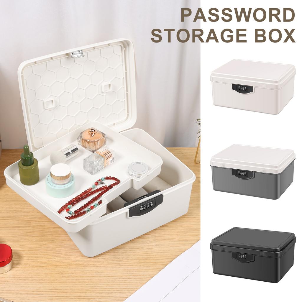 Digital Password Lock Safe Box Plastic Portable Organizer Case Household Cash Jewelry Privacy Security Storage Box with Tray