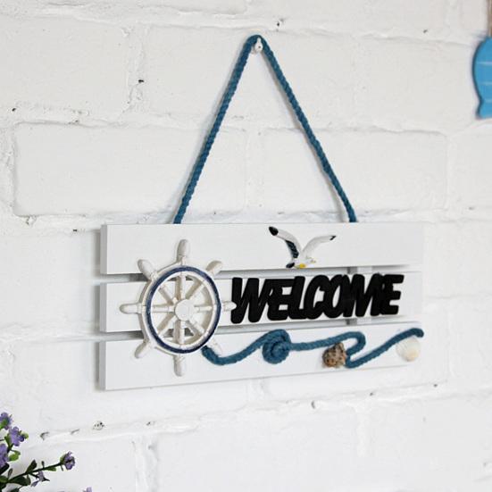 Mediterranean Welcome Doorplate Hanging Pendant Sign Home Store Door Wall Decor