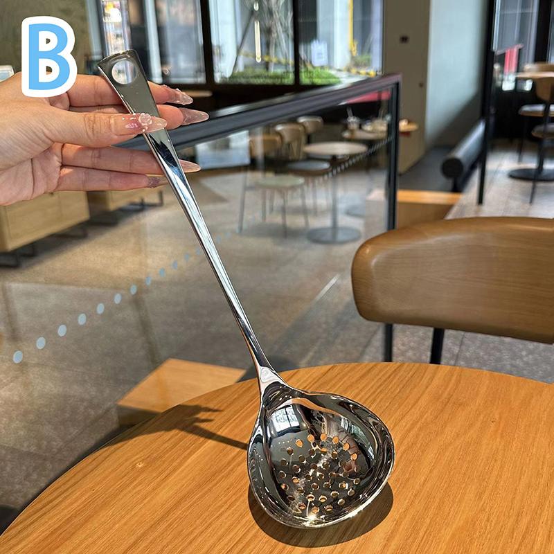 Stainless Steel Spoon Long Handle Soup Spoons For Hot Pot Scoops Colander Home Kitchen Tableware Cooking Essential Tools