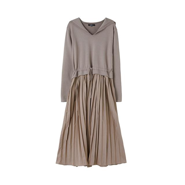 Rap Sailor Collar Contrast Pleated Knit Dress Ar1Wo220