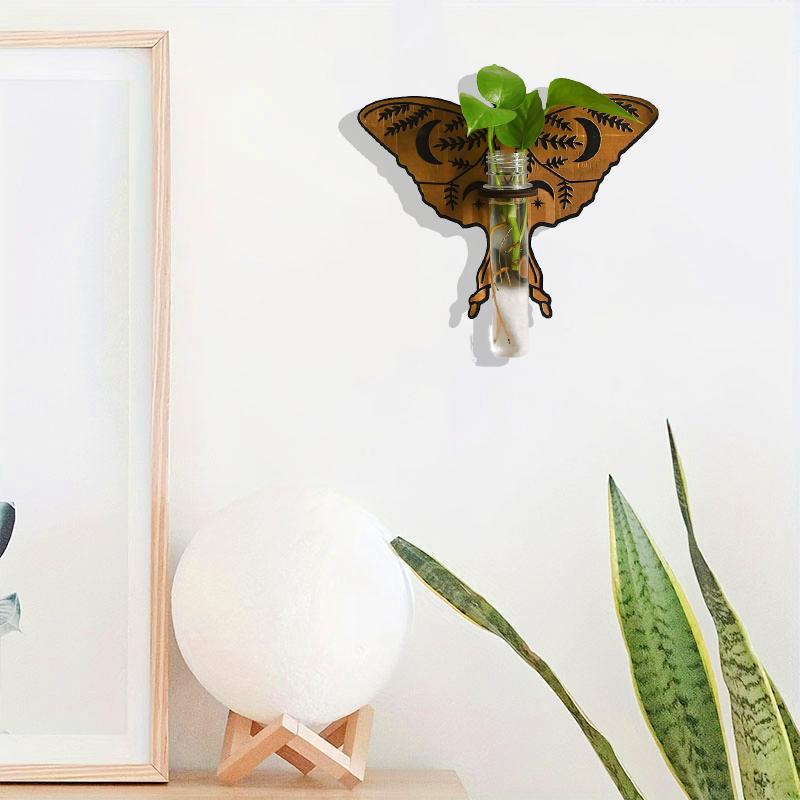 1Pc Butterfly Style European Style Test Tube Originality Wooden Bohemia Hollow Out Wall Decoration Plant Rack