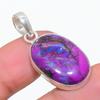 Purple Turquoise Gemstone Handmade 925 Steling Silver Jewelry Pendant 1.38" SU-9611