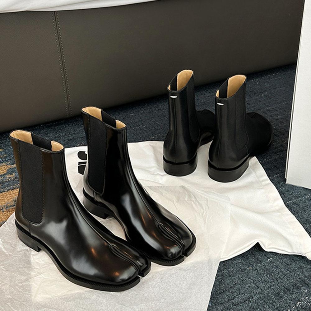 Ботинки челси с раздельным носком для женщин, абсолютно новые, осенне-зимние, современные женские ботильоны на низком каблуке, женская обувь
