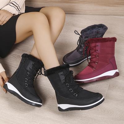 Новые плоские нескользящие удобные повседневные зимние теплые женские туфли с боковой молнией однотонные простые модные ботинки Chaussure Femme
