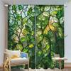 2 шт. Шторы Коллаж из листьев 3D Рисунок расписного стекла Гостиная Спальня Балкон Солнцезащита Природа Искусство Декор Шторы